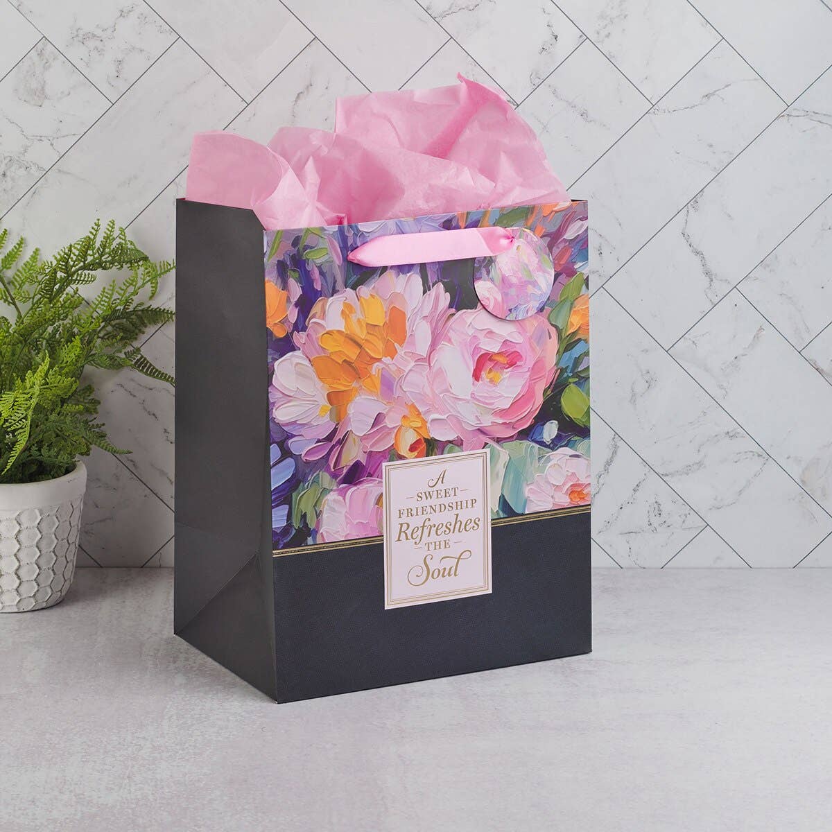Christian Art Gifts - Gift Bag LG Portrait Sweet Friendship