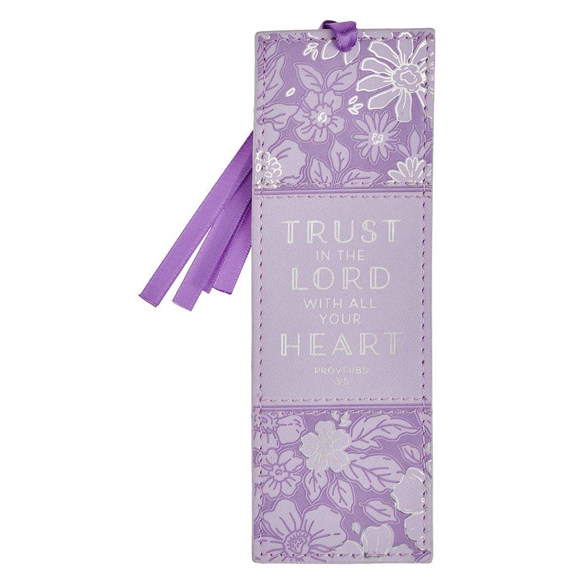 Christian Art Gifts - Bookmark Faux Leather Lilac Trust In The Lord Prov. 3:5