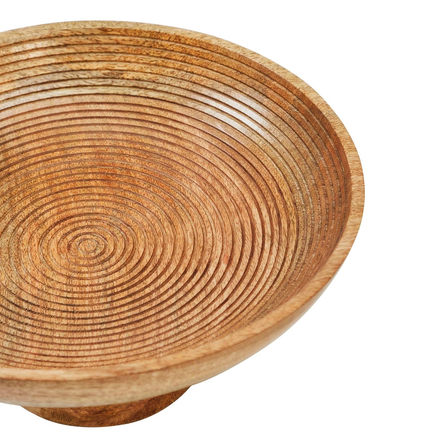 Mango Wood Pedestal Display Bowl 12 Inch Natural