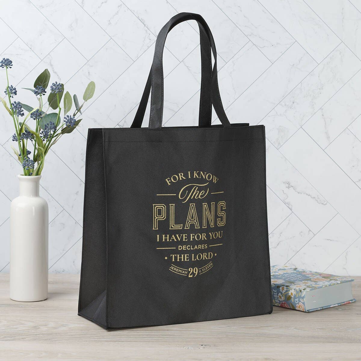 Christian Art Gifts - Tote Black Plans Jer. 29:11