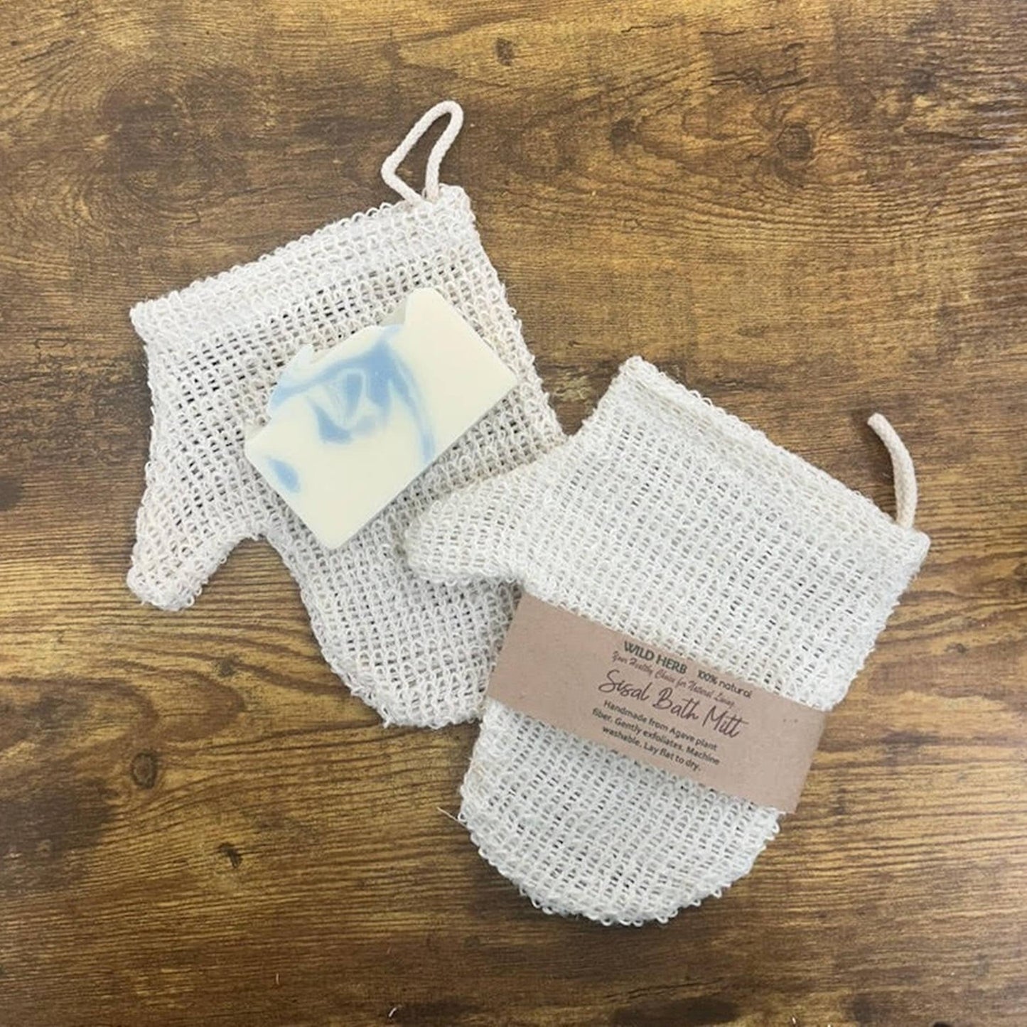 Wild Herb Soap Co - Sisal Bath Shower Mitt Gentle Exfoliation Natural Fiber