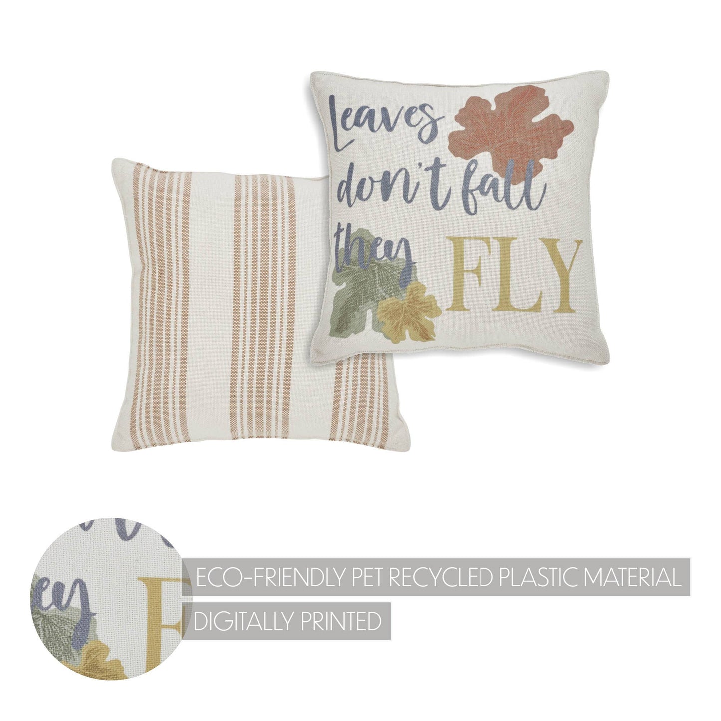 Fall Decor Leaves Don't Fall They Fly Throw Pillow 12x12