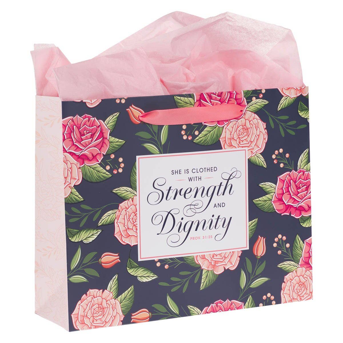 Christian Art Gifts - Gift Bag w/ Card LG Landscape Strength & Dignity Prov. 31:25
