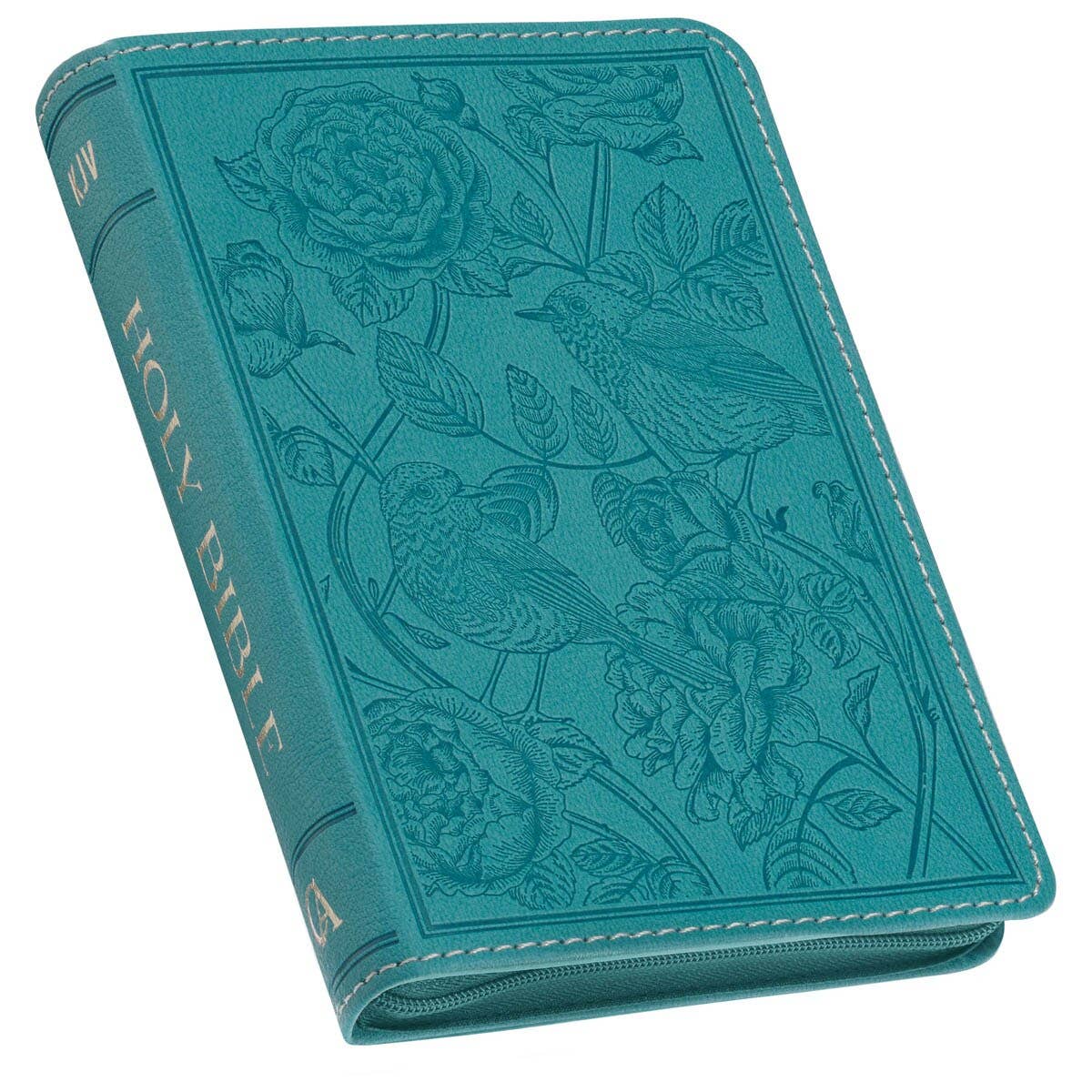 Christian Art Gifts - KJV Bible Compact Faux Leather, Teal w/zipper