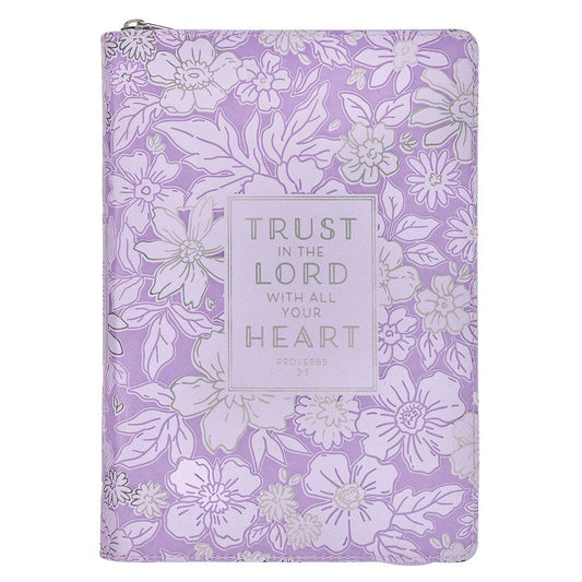 Christian Art Gifts - Journal Classic Zip Purple Trust in the Lord Purple Prov 3:5