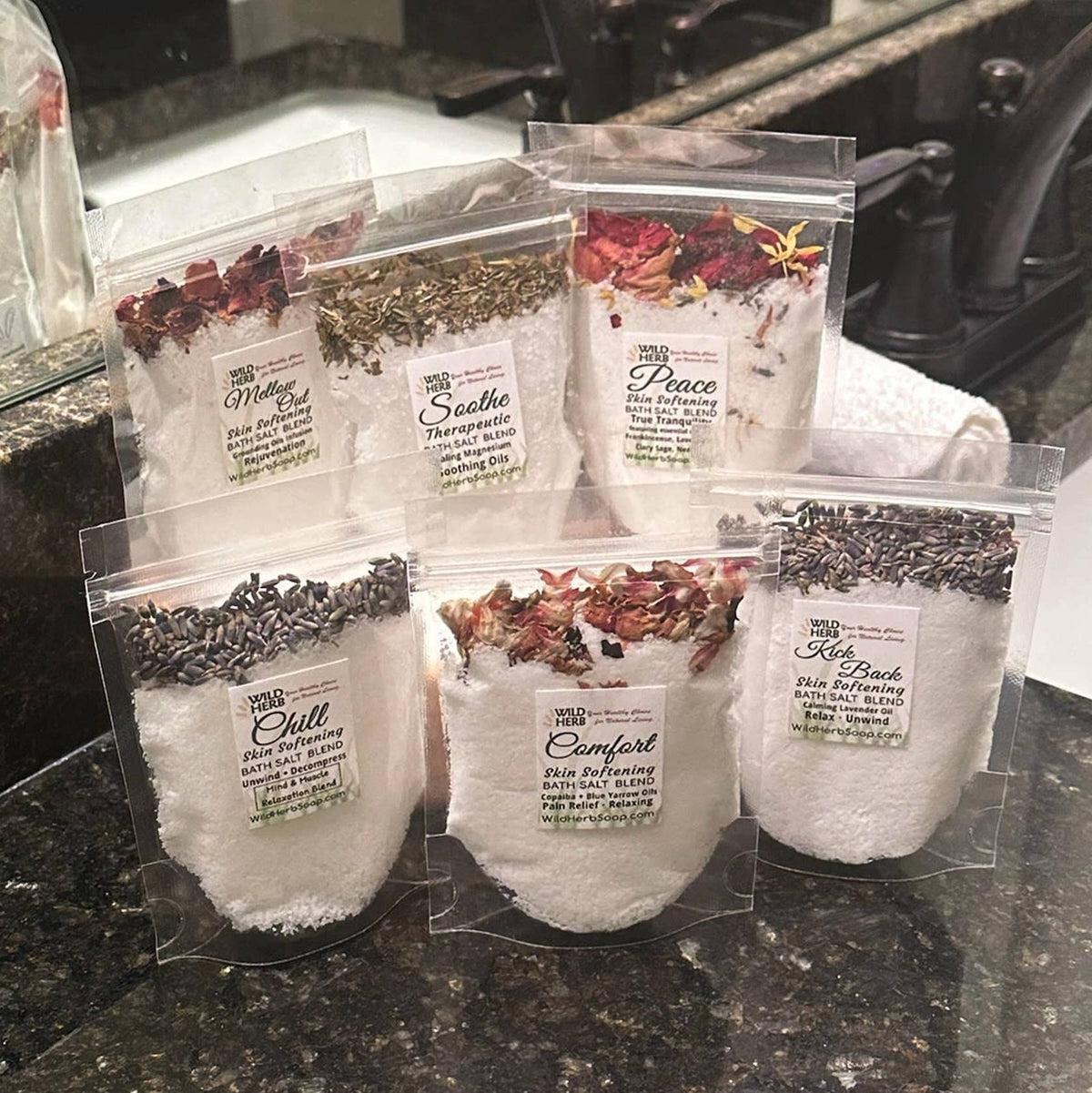 Wild Herb Soap Co - Bath Salts Soak Essential Oils Epsom Sea Salt Skin Softening