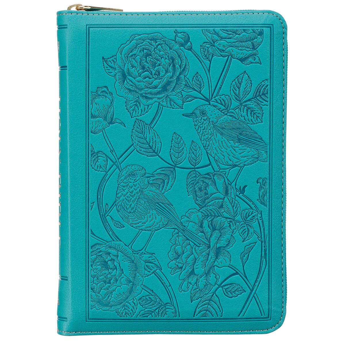 Christian Art Gifts - KJV Bible Compact Faux Leather, Teal w/zipper