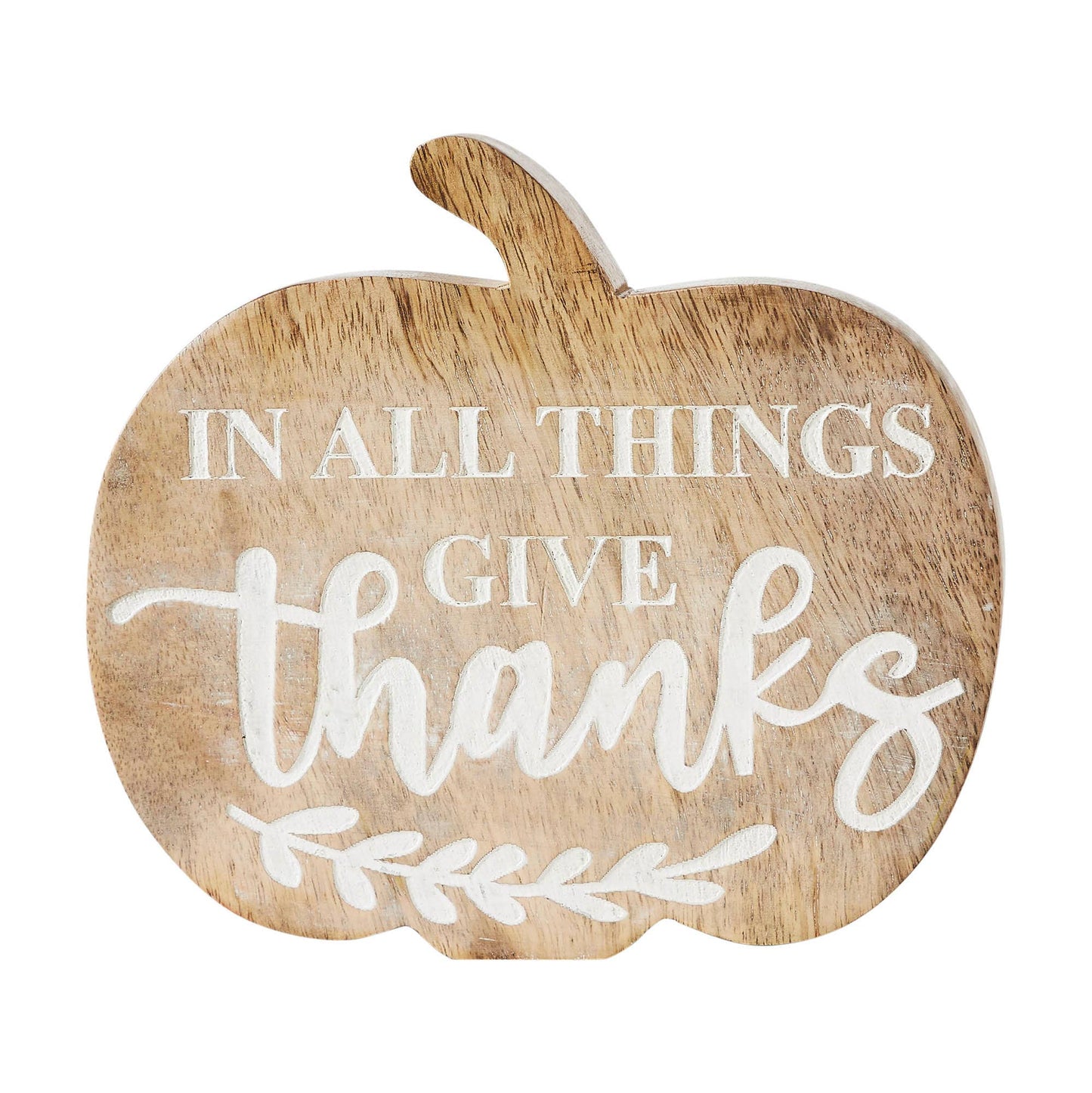 Give Thanks Wood Pumpkin Tabletop Fall Decor