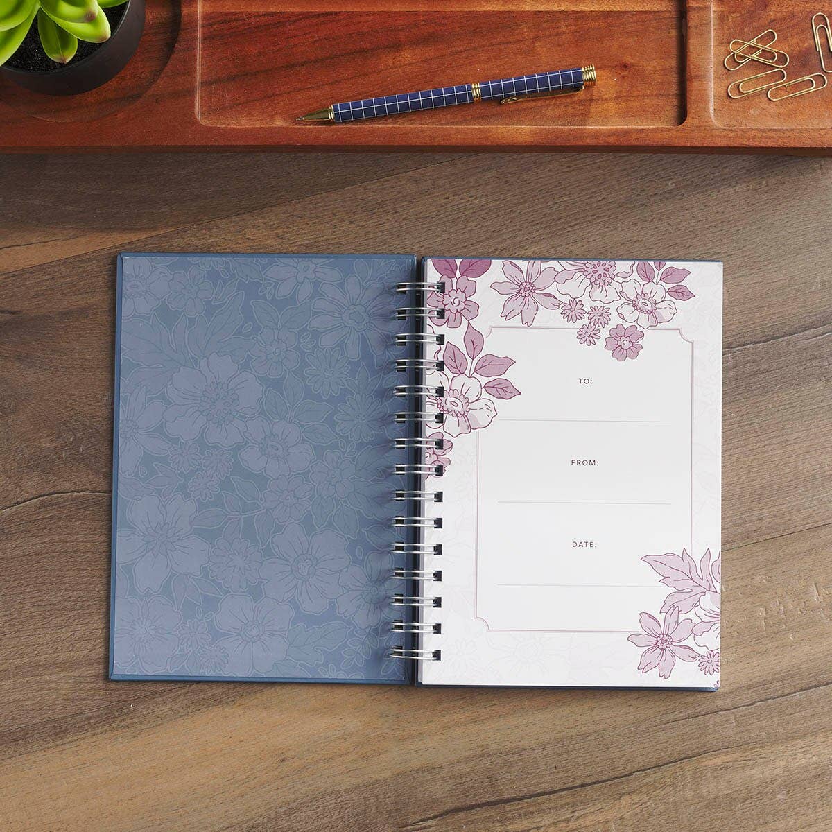 Christian Art Gifts - Journal Spiral  Purple Floral Trust In The Lord Prov. 3:5