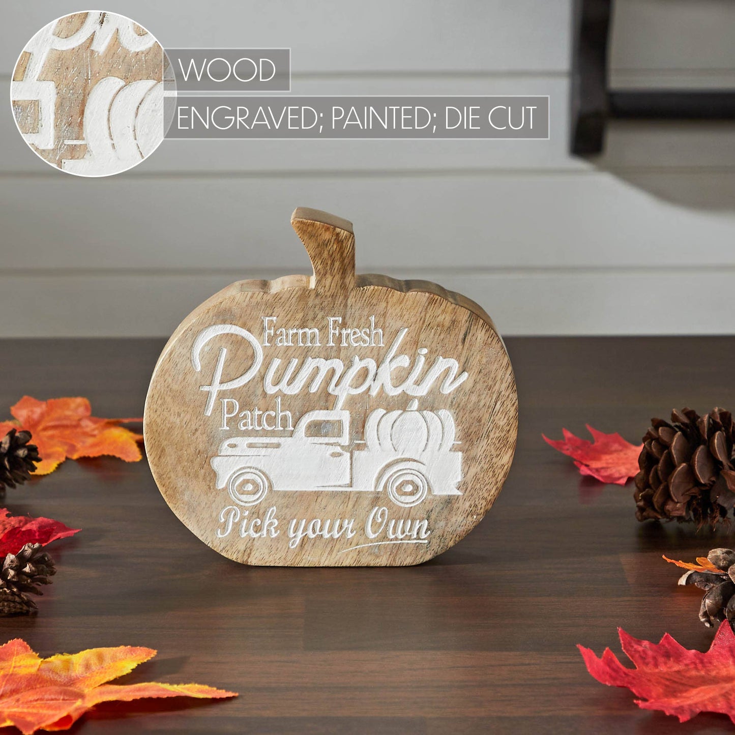 Farm Fresh Pumpkin Patch Wood Tabletop Sign 6.25