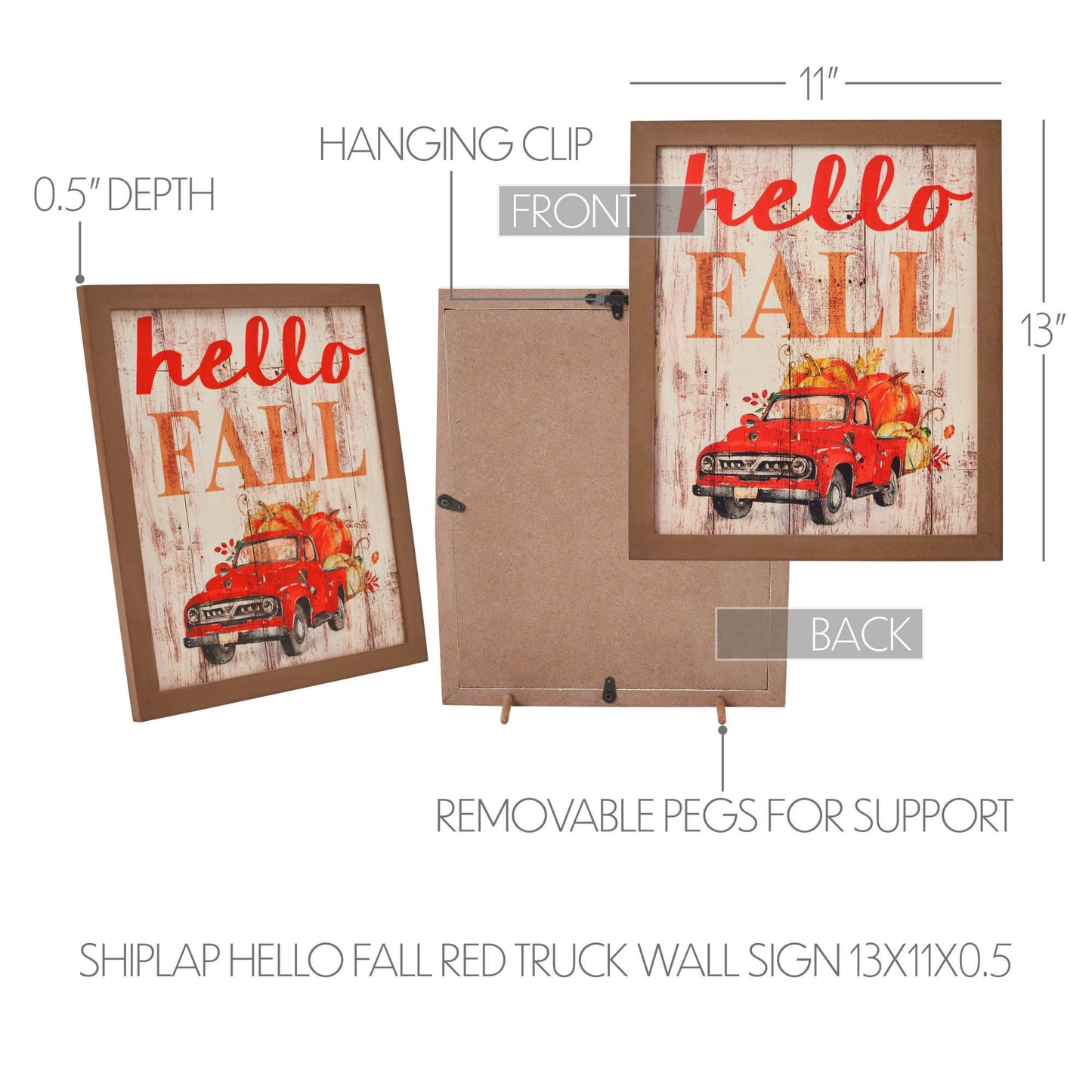 Hello Fall Red Truck Framed Wall Sign 13x11