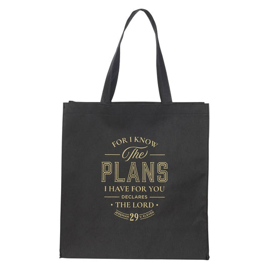 Christian Art Gifts - Tote Black Plans Jer. 29:11