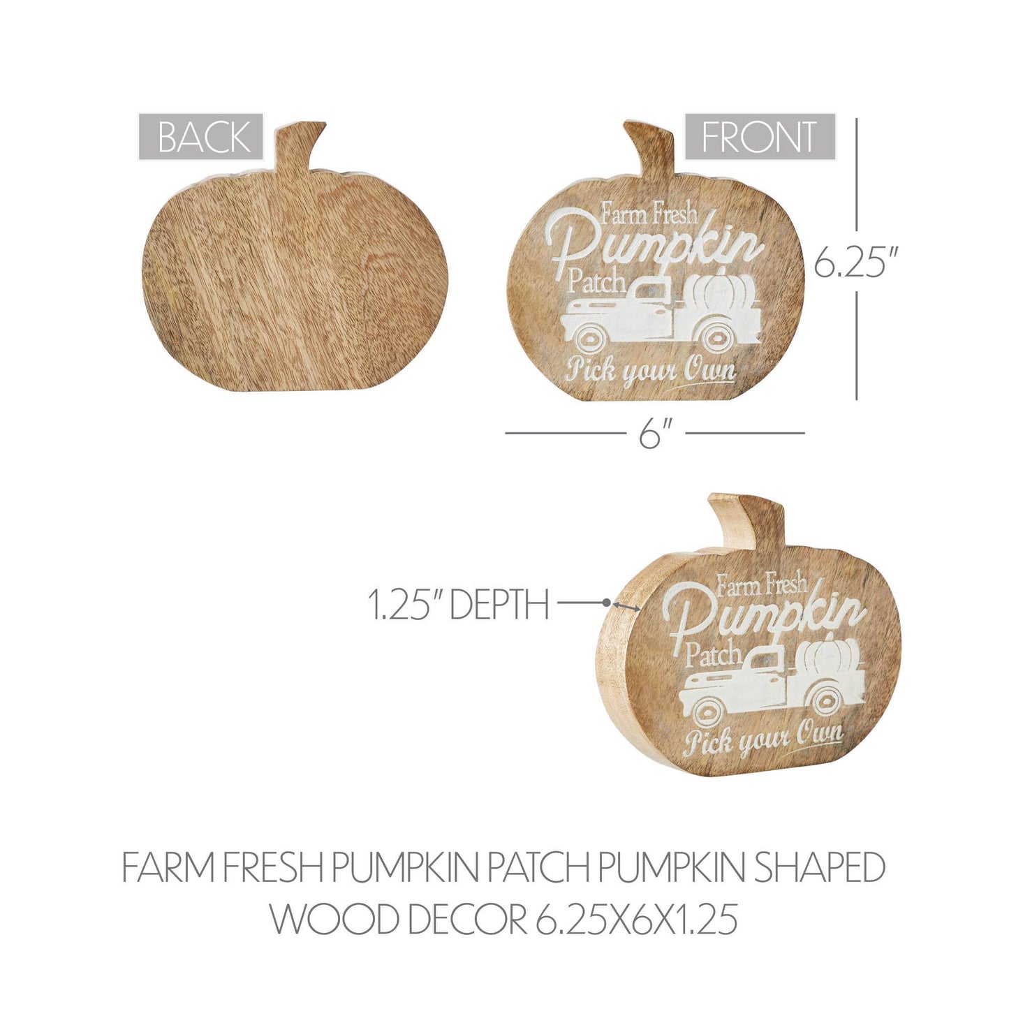 Farm Fresh Pumpkin Patch Wood Tabletop Sign 6.25