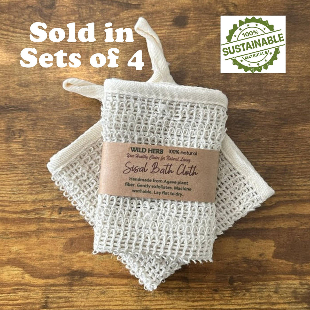Wild Herb Soap Co - Sisal Cloth Natural Agave Fiber Bath Shower Large 10" X 10"