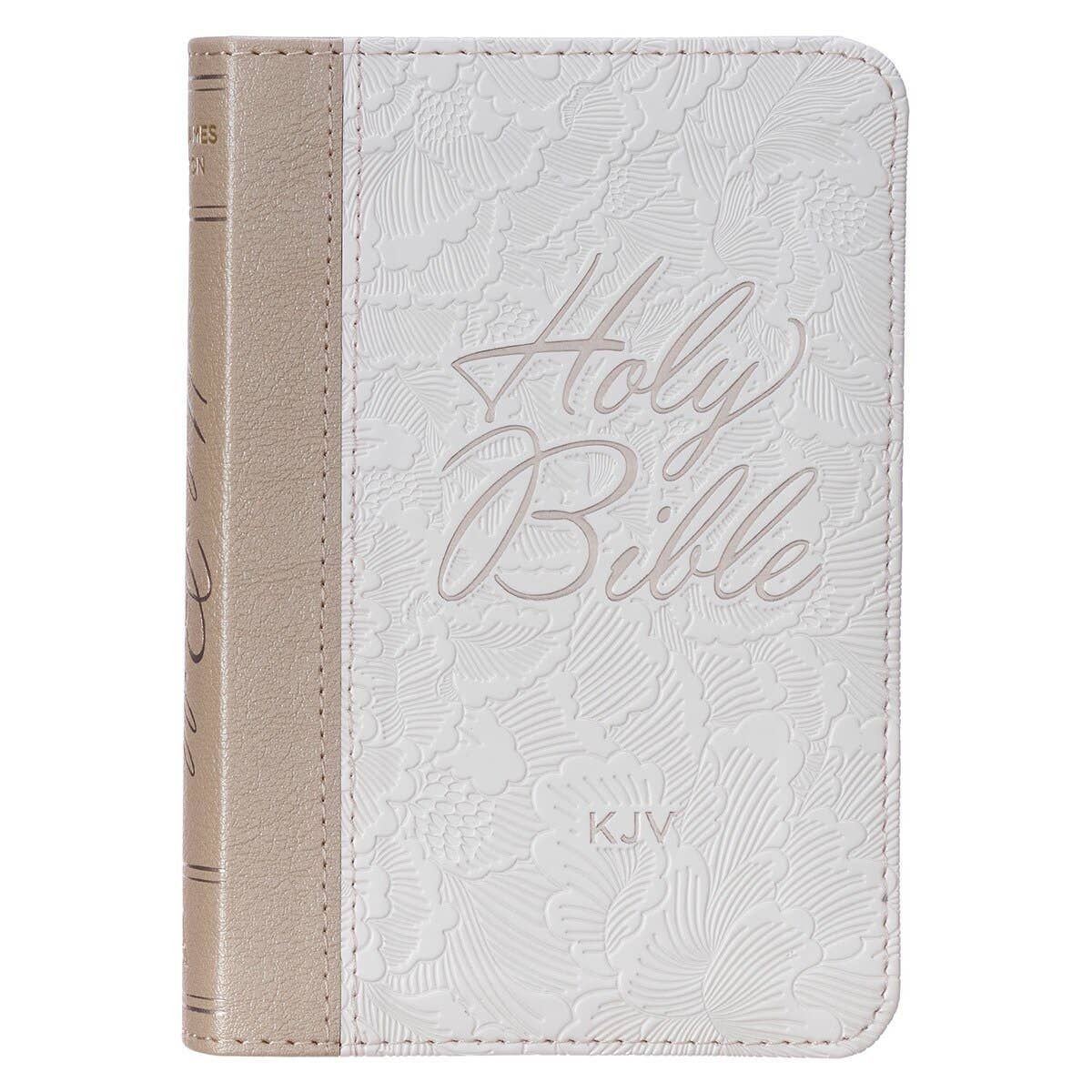 Christian Art Gifts - KJV Bible Mini Pocket Faux Leather, White