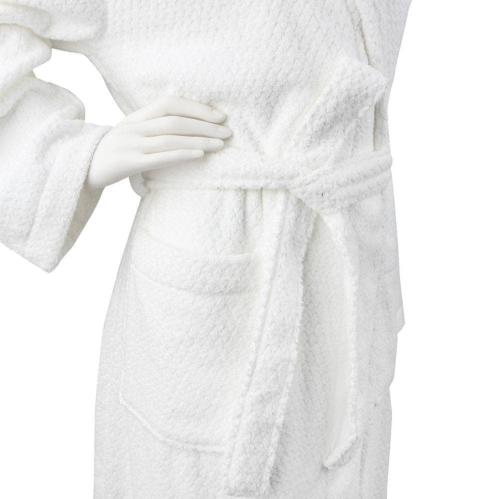 Diamond Jacquard Bathrobe, XL-XXL, White