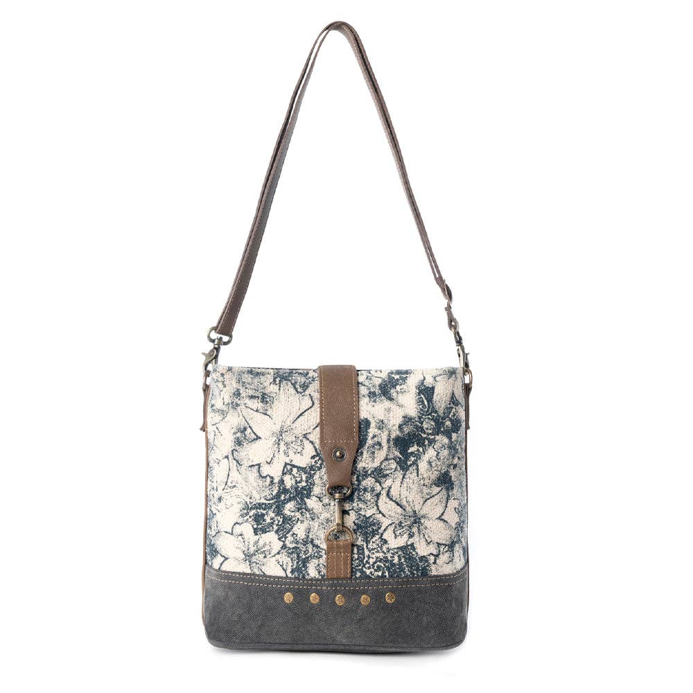 Myra Bag - Frostbloom Vintage Shoulder Bag for Women in teal with floral detail