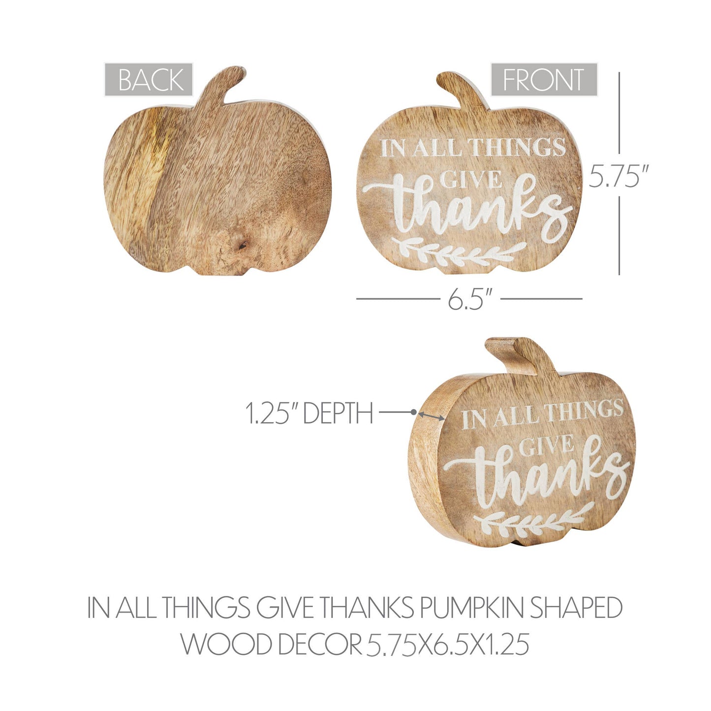 Give Thanks Wood Pumpkin Tabletop Fall Decor