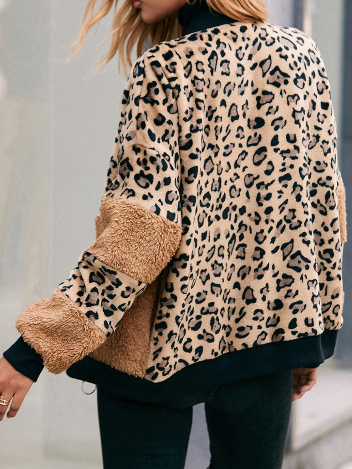 Ivy Lane Leopard Zip Up Plush Jacket