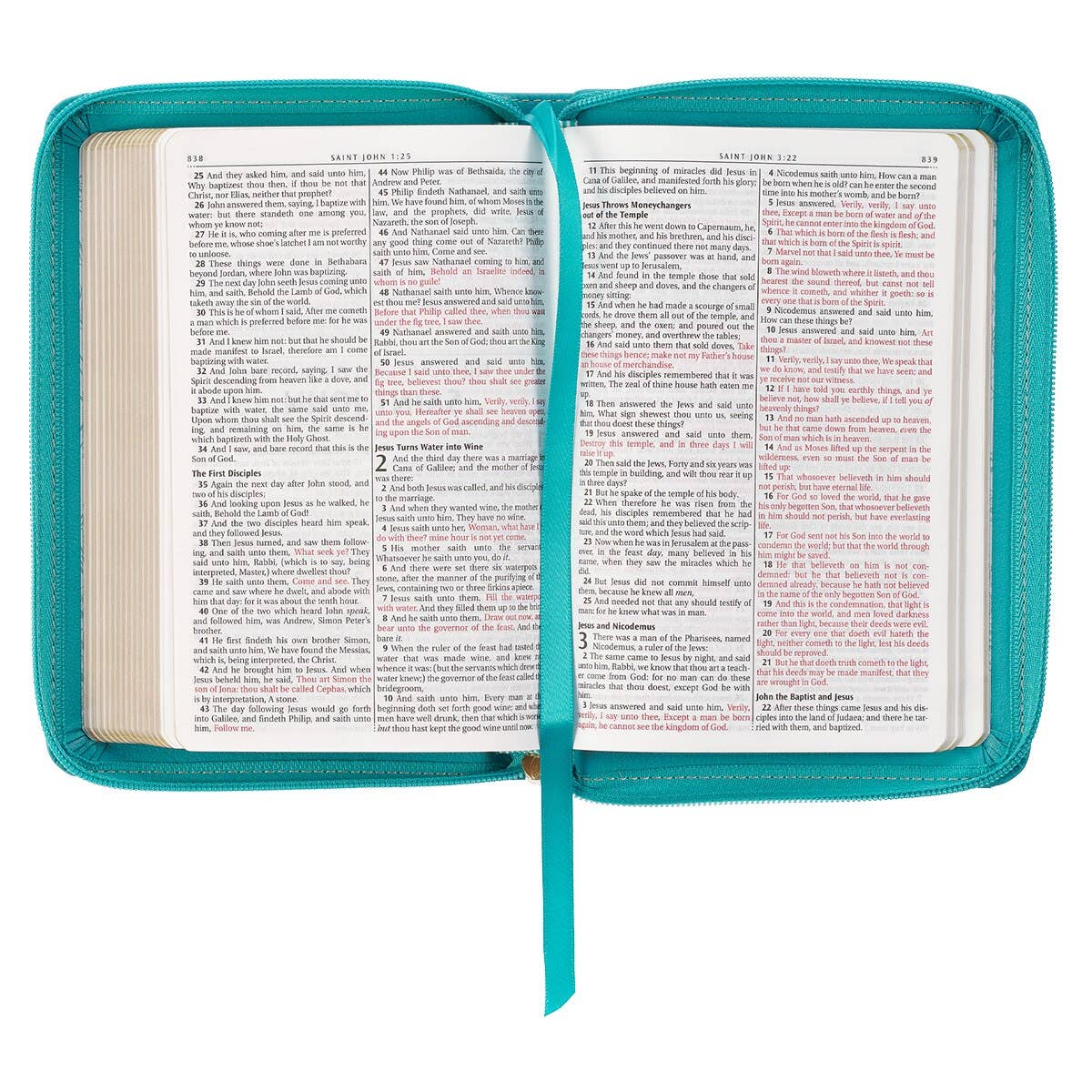 Christian Art Gifts - KJV Bible Compact Faux Leather, Teal w/zipper