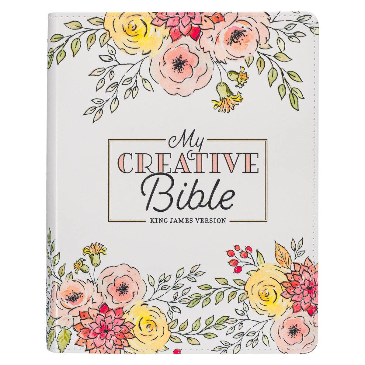 Christian Art Gifts - KJV My Creative Bible Faux Leather, White Floral Printed