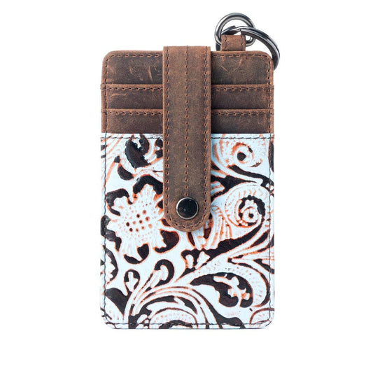 Roper Embossed Card Holder for Women in blue with printed detail