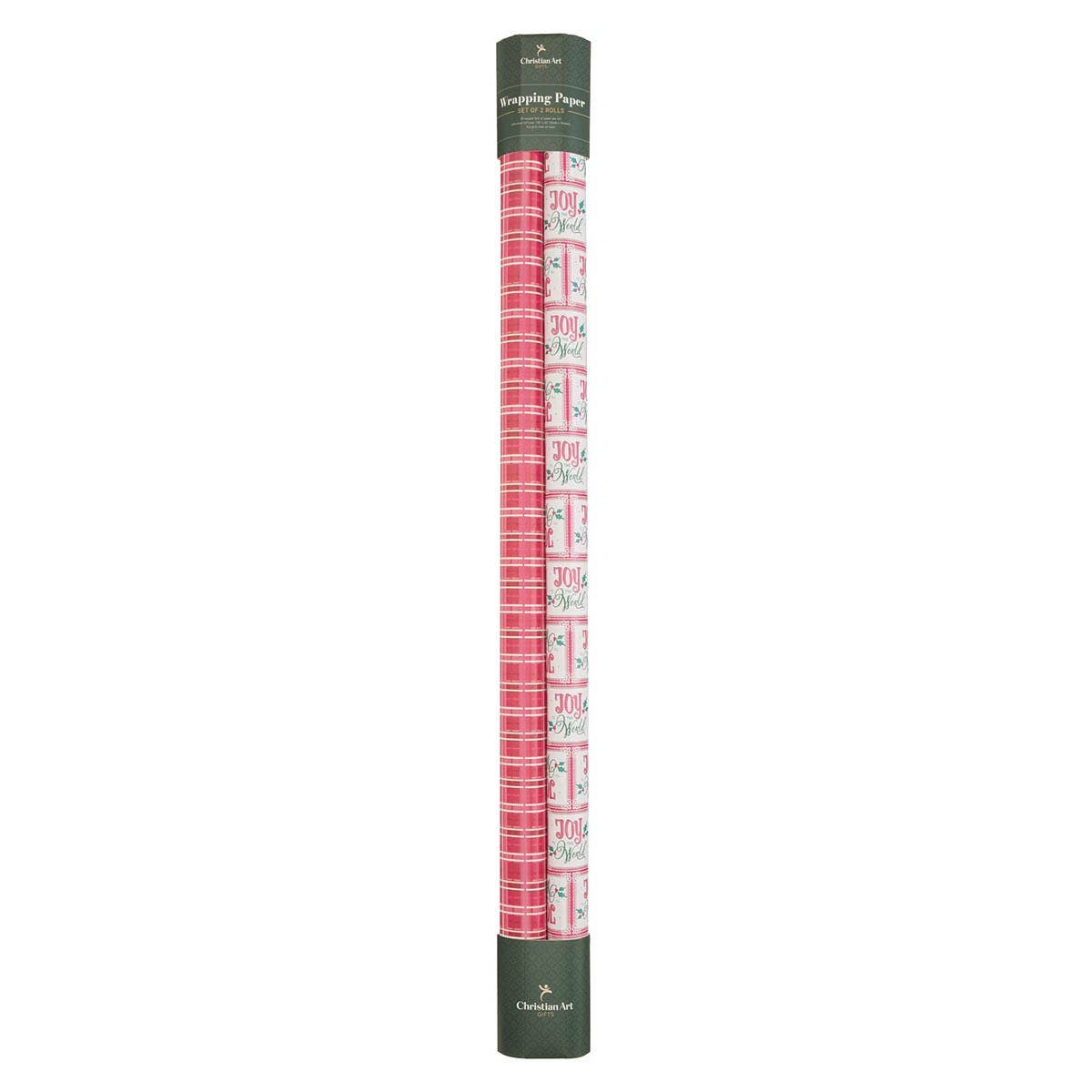 Christian Art Gifts - Wrapping Paper Set 2 pc Joy to the World Red Plaid