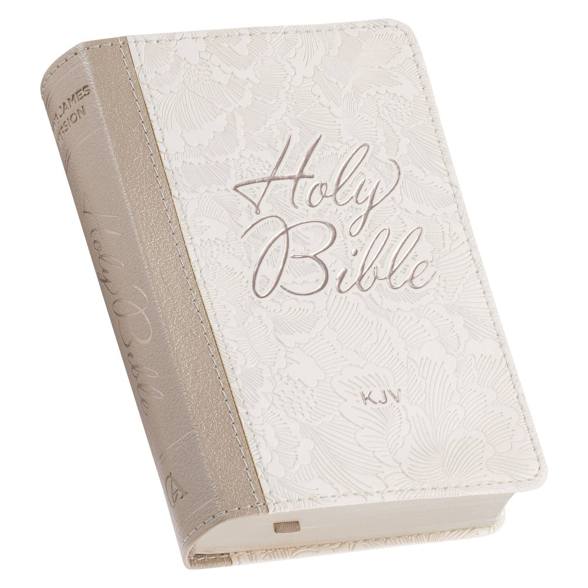 Christian Art Gifts - KJV Bible Mini Pocket Faux Leather, White