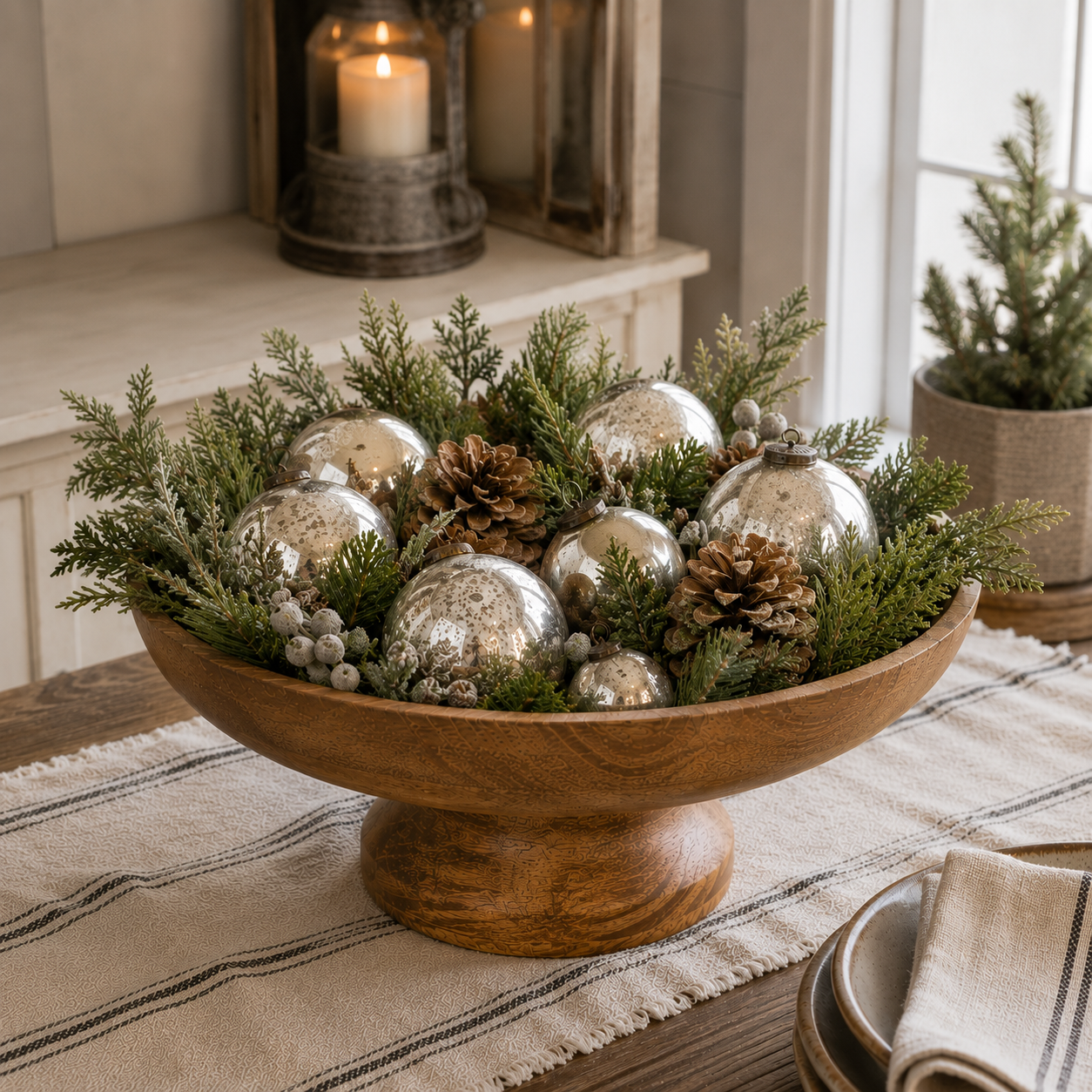 Mango Wood Pedestal Display Bowl 12 Inch Natural