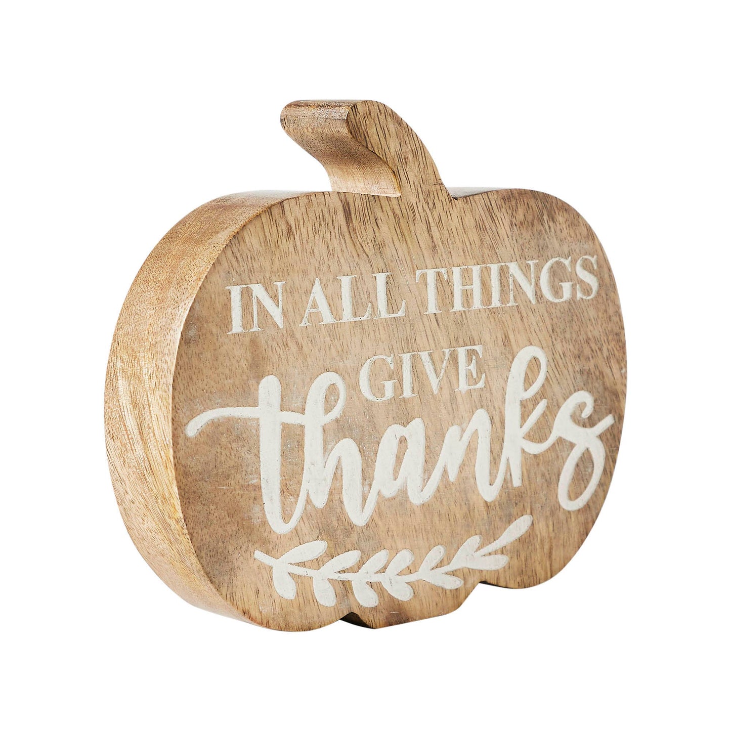 Give Thanks Wood Pumpkin Tabletop Fall Decor