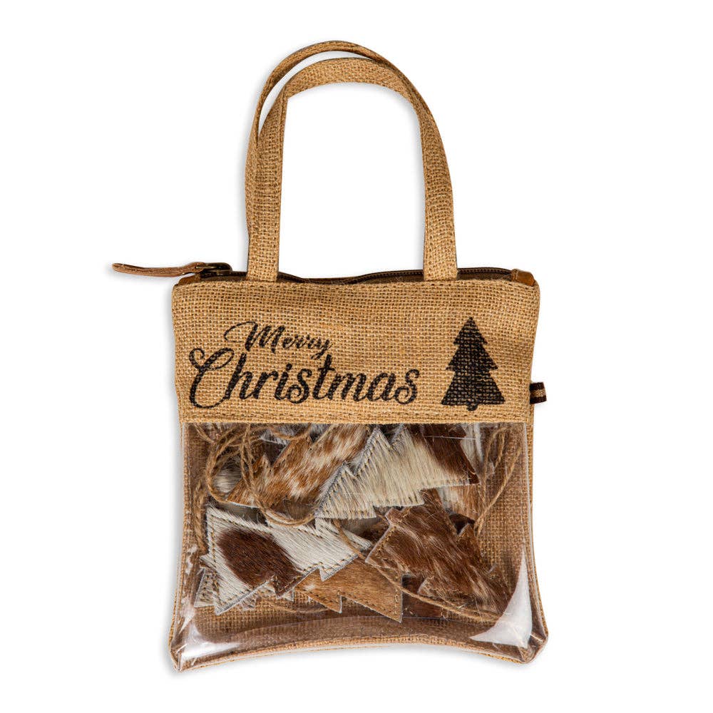 Myra Bag - Christmas Tree Hair-On Hide Ornament Set In Brown