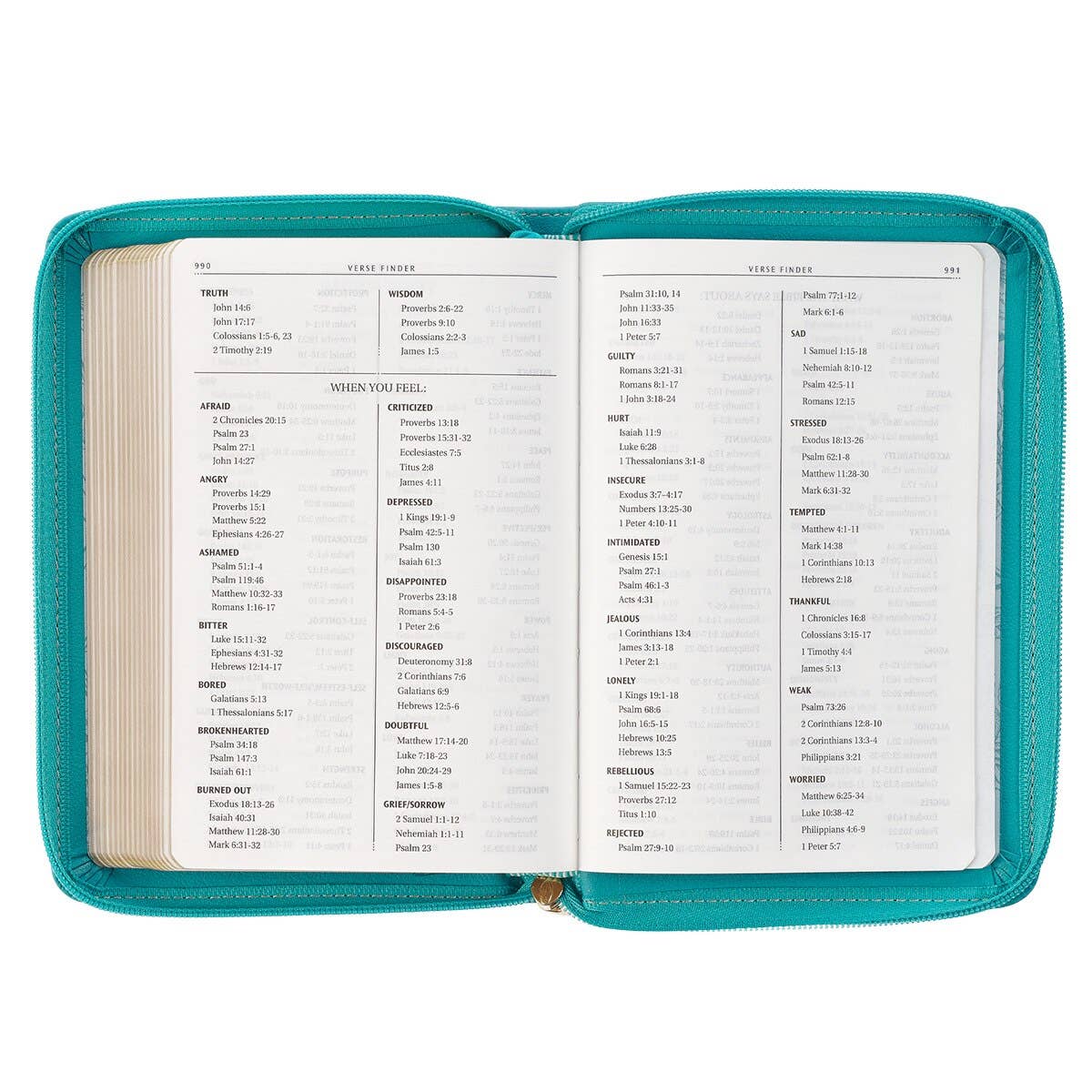 Christian Art Gifts - KJV Bible Compact Faux Leather, Teal w/zipper