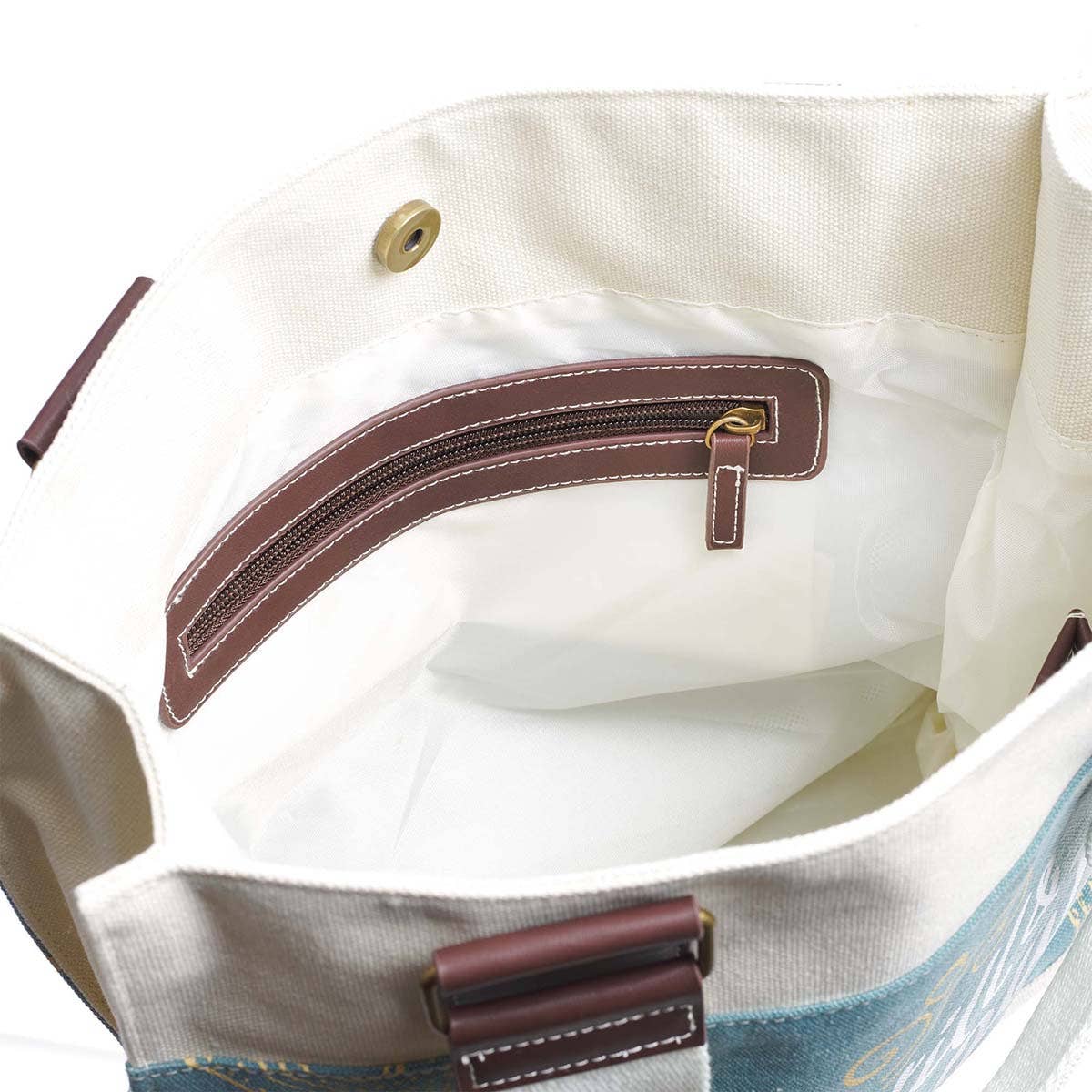 Christian Art Gifts - Tote Canvas White/Blue Shell Printed Be Still & Know