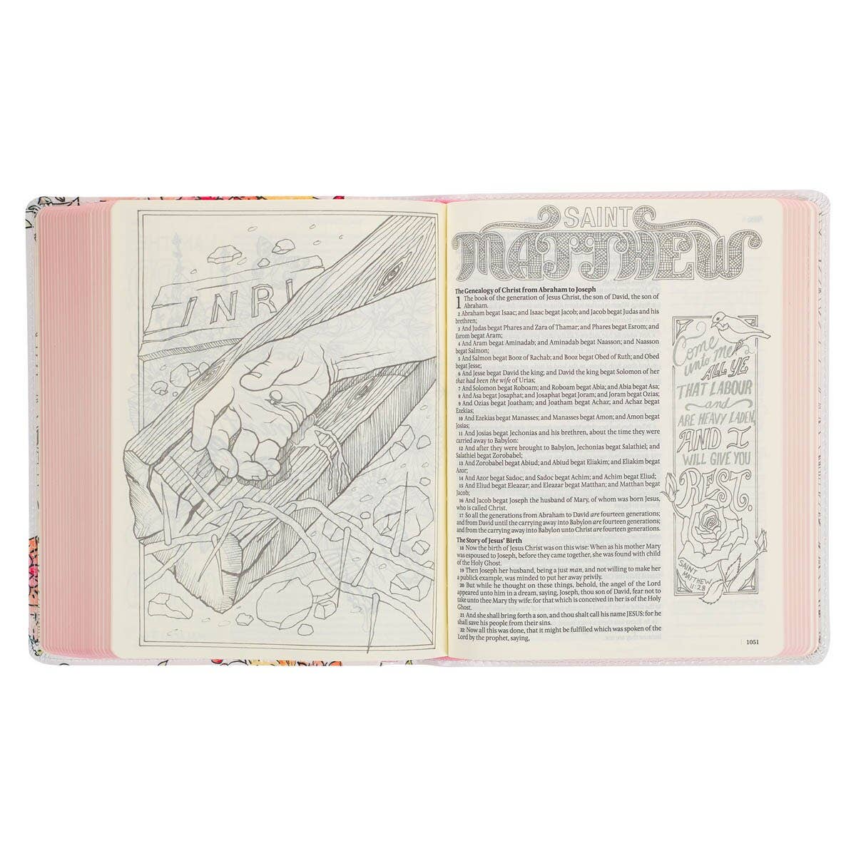 Christian Art Gifts - KJV My Creative Bible Faux Leather, White Floral Printed