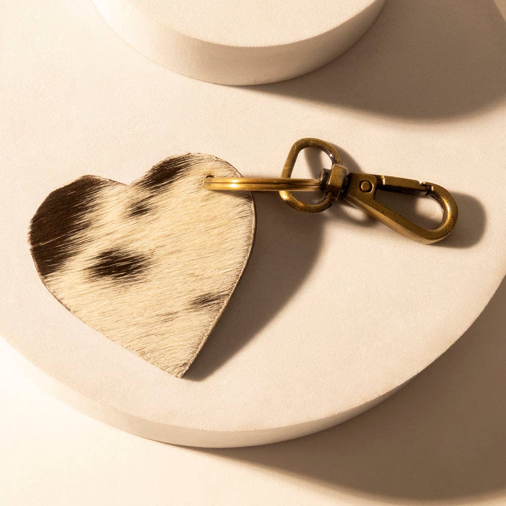 Myra Bag - Carved Heart Western Key Fob in dark brown with handtooled detail