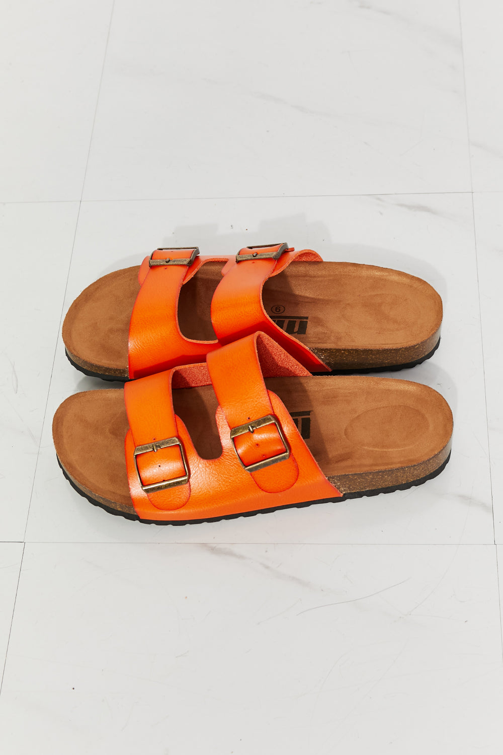 MMShoes Feeling Alive Double Banded Slide Sandals in Orange